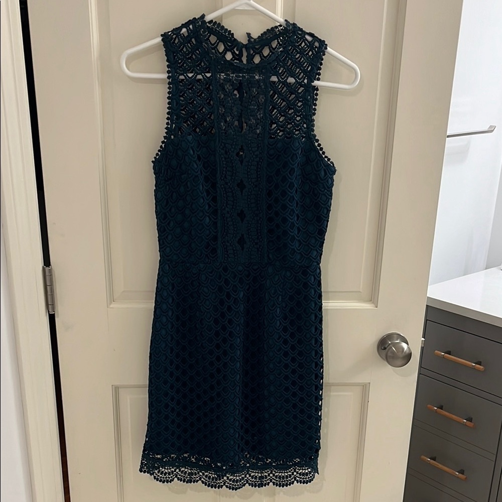Elegant Teal Lace Dress